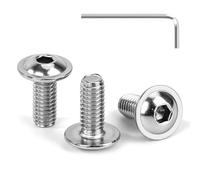 Tunejoy Vis à Tête Bombée avec Bride M4 x 10 mm Vis à Six Pans Creux en Acier Inoxydable A2 V2A Boulons à Tête Hexagonale avec Clé Allen Filetage Complet 30 Pièces