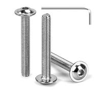 Tunejoy Vis à Tête Bombée avec Bride M5 x 35 mm Vis à Six Pans Creux en Acier Inoxydable A2 V2A Boulons à Tête Hexagonale avec Clé Allen Filetage Complet 30 Pièces