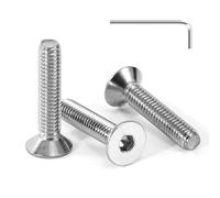 Tunejoy Vis à Tête Fraisée M4 x 20 mm Vis à Six Pans Creux en Acier Inoxydable A2 V2A à Tête Fraisée Hexagonale avec Clé Allen Filetage Complet 30 Pièces