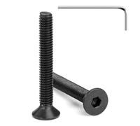 Tunejoy Vis à Tête Fraisée M4 x 30 mm à Six Pans Creux en Acier Inoxydable A2 V2A Vis à Tête Cylindrique Hexagonale avec Clé Allen Filetage Complet 20 Pièces Noir