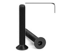 Tunejoy Vis à Tête Fraisée M5 x 35 mm à Six Pans Creux en Acier Inoxydable A2 V2A Vis à Tête Cylindrique Hexagonale avec Clé Allen Filetage Complet 20 Pièces Noir