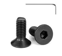 Tunejoy Vis à Tête Fraisée M6 x 16 mm à Six Pans Creux en Acier Inoxydable A2 V2A Vis à Tête Cylindrique Hexagonale avec Clé Allen Filetage Complet 20 Pièces Noir