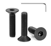 Tunejoy Vis à Tête Fraisée M6 x 25 mm à Six Pans Creux en Acier Inoxydable A2 V2A Vis à Tête Cylindrique Hexagonale avec Clé Allen Filetage Complet 30 Pièces Noir