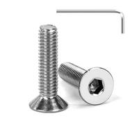 Tunejoy Vis à Tête Fraisée M6 x 25 mm Vis à Six Pans Creux en Acier Inoxydable A2 V2A à Tête Fraisée Hexagonale avec Clé Allen Filetage Complet 20 Pièces