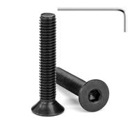 Tunejoy Vis à Tête Fraisée M6 x 35 mm à Six Pans Creux en Acier Inoxydable A2 V2A Vis à Tête Cylindrique Hexagonale avec Clé Allen Filetage Complet 20 Pièces Noir