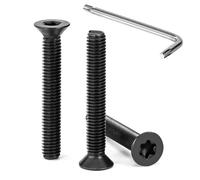 Tunejoy Vis à Tête Fraisée Torx M5 x 35 mm Noir Vis à Six Pans Creux en Acier Inoxydable A2 V2A à Tête Fraisée Métaux avec Clé T25 Filetage Complet 30 Pièces