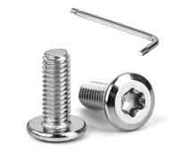 Tunejoy Vis à Tête Plate Torx M6 x 16 mm Vis à Six Pans Creux en Acier Inoxydable A2 V2A Boulons de Meubles Hexagonale avec Clé T30 Filetage Complet 20 Pièces