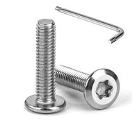 Tunejoy Vis à Tête Plate Torx M6 x 25 mm Vis à Six Pans Creux en Acier Inoxydable A2 V2A Boulons de Meubles Hexagonale avec Clé T30 Filetage Complet 20 Pièces