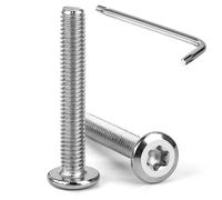 Tunejoy Vis à Tête Plate Torx M6 x 40 mm Vis à Six Pans Creux en Acier Inoxydable A2 V2A Boulons de Meubles Hexagonale avec Clé T30 Filetage Complet 20 Pièces