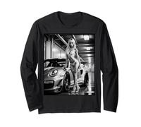 Tuner Car Shirts - Sexy Car Girl & German Tuner Car in B & W Manche Longue
