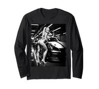 Tuner Car Shirts - Sexy Girl & German Tuner Car in B & W Manche Longue
