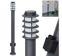 Tunes Luminaire d'extérieur avec 2 prises, lampe moderne en métal/plastique anthracite/blanc, lampadaire de 110 cm, lampe de jardin, E27, éclairage de jardin IP44, sans ampoule