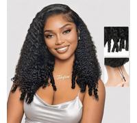 Tunfine C-Side Part Burmese Curly 6x6 Lace Drawstring Wigs Human Hair 50cm | 200% Density Perruque Cheveux Humain Pre Plucked Pre Cut with Spiral Curly Ends, Glueless Natural Color Wig