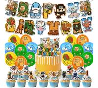 Tung Sahur Anime Décorations d'anniversaire Chimpanzini Bananini/Le Cacto Hipopotamo Anime Figures Cake Topper Bannière Ballons Drôle Thème Party Fournitures