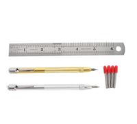 Tungsten Carbide Tip Scriber Pen with Magnet, 2 Pcs Etching Engraving Tool with 4 Replacement Tips & Scribing Ruler, for Glass Ceramic Metal Detailed Crafting and Carving