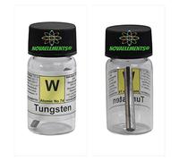 Tungstène Élément 74 W, Champion Pure 5 Grammes 99,99% en Flacon de Verre avec Étiquette