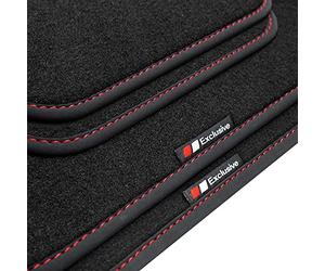 tuning-art EP204 Tapis de Sol pour Peugeot 208 2012-2018, Couture:Rouge