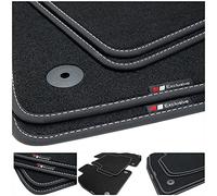 tuning-art Tapis de Sol pour Skoda Fabia 3 2014-2021 | 4-pièces Ajustement parfait Logo Système de fixation Bordure textile Coutures décoratives faites main Velours