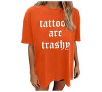 Tunique 2025 Tattoo Are Trashy pour femmes, T-shirts longs tendance amples pour sortir, chemises longues graphiques à porter avec des leggings, coupe ample, t-shirts d'été surdimensionnés printemps