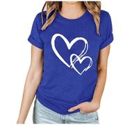 Tunique à manches courtes pour femme - T-shirt d'été élégant et décontracté - Col rond - T-shirt ample - Tunique habillée - Haut de sport - Coupe ample, D Bleu marine, XL