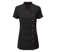 Tunique de coiffure pour femme - Pour salon de massage, Noir/rose vif, 40