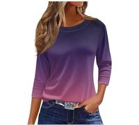 Tunique décontractée à manches 3/4 pour femme - Blouse légère et confortable avec col rond - Tunique élégante pour le sport et les sorties - Blouse vintage ample - Blouse de rue, 36