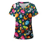 Tunique d'infirmière à enfiler pour femme - Avec poches - Manches courtes - Col en V - Pour salon de beauté - Maison de soins infirmières - Uniformes, B4 - Vert Pâques, XXL