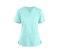 Tunique d'infirmière à manches courtes et col en V pour femme - Vêtement de travail de massage thérapeute - Haut pour soignant et esthéticienne - Uniforme de travail pour infirmière et chien (A4 vert