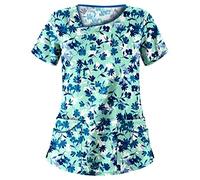 Tunique d'infirmière extensible à manches courtes pour femme - Vêtement de travail pour cliniques médicales, infirmières, dentistes, vétérinaires, vêtements de esthéticienne et de toilettage des