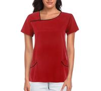 Tunique d'infirmière extensible à manches courtes pour femme - Vêtement médical et chirurgical pour cliniques médicales, infirmières, dentistes, vétérinaires, vêtements de esthéticienne et de