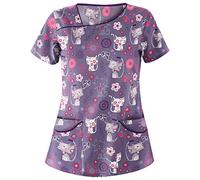 Tunique d'infirmière extensible à manches courtes pour femme - Vêtement médical et chirurgical pour cliniques médicales, infirmières, dentistes, vétérinaires, vêtements de esthéticienne et de