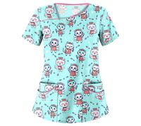 Tunique d'infirmière extensible à manches courtes pour femme - Vêtement médical et de travail pour cliniques médicales, dentistes, vétérinaires, vêtements de esthéticienne et de toilettage des chiens