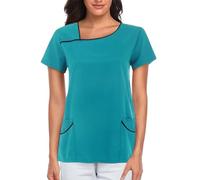 Tunique d'infirmière extensible à manches courtes pour femme - Vêtement médical et de travail pour cliniques médicales, infirmières, dentistes, vétérinaires, vêtements de esthéticienne et de
