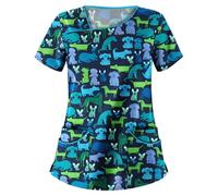 Tunique d'infirmière extensible à manches courtes pour femme - Vêtement médical et de travail pour cliniques médicales, dentistes, vétérinaires, vêtements de esthéticienne et de toilettage de chiens