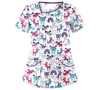 Tunique d'infirmière extensible à manches courtes pour femme - Vêtement médical et de travail pour cliniques médicales, infirmières, dentistes, vétérinaires, vêtements de esthéticienne et de