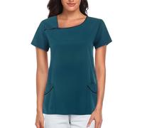 Tunique d'infirmière extensible à manches courtes pour femme - Vêtement médical et de travail pour cliniques médicales, infirmières, dentistes, vétérinaires, vêtements de esthéticienne et de