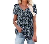 Tunique Ete Femme Soldes Blouse Femme Ronde Soldes Haut Fluide ÉTé Chemise Blanche Manche Courte Printemps Pull Bleu Clair Ete en Lin De Soins Tee Shirts Col V Coton Chemisier Claudine Noir