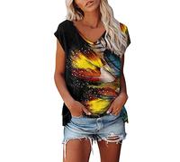 Tunique Femme ete, T Shirt Femme Col Rond Manche Courte/Longues Ete Casual Bloc de Couleur Tee Shirt Top Haut Tshirt Blanc Femme