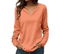 Tunique Femme Grande Taille Tunique Femme Coton Melange Tops Couleur Unie Ample Tuniques Manches Longues Basique Tunique Col V Oversize Tshirt Cintrée Glamour Tuniques De Outdoor Uniques Hauts