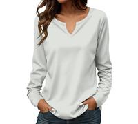 Tunique Femme Grande Taille Tunique Femme Coton Melange Tops Couleur Unie Ample Tuniques Manches Longues Basique Tunique Col V Oversize Tshirt Cintrée Glamour Tuniques De Outdoor Uniques Hauts