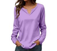Tunique Femme Grande Taille Tunique Femme Coton Melange Tops Couleur Unie Ample Tuniques Manches Longues Basique Tunique Col V Oversize Tshirt Cintrée Glamour Tuniques De Outdoor Uniques Hauts