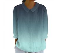 Tunique Femme Longue Chic Et Élégant - T-Shirt À Manches Courtes, Chemise Blanche En Popeline, Top Sexy En Lin - Été, Turquoise, Taille M