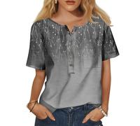 Tunique Grande Taille Femme Tshirt Personnalisé Teeshirt Imprimé Femme Blouse Col Rond Bouton Rondes Fluide avec Poche Fleurie Ete Mes Commandes Sport Casual Manche Courte L