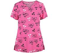 Tunique Infirmière Femme Médicale Blouse de Travail Femme Blouse de Soignant Garde-Malade Vêtements Médicals Veste Femme Uniformes Sanitaires Uniforme Haut avec Poches Manches Courtes Col en V