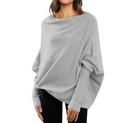 Tunique Longue à Manches Chauve-Souris et col Bateau pour Femme, Pull Baggy Ample, Automne 2023 Combinaison Noire Plus Veste Enfiler en