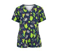 Tunique Médicale Femme Col en V Manche Courte Uniforme De Travail Blouse Infirmiere Femme Professionnelle Uniforme Imprimé D'infirmière Uniforme De Travail Femme Esthéticienne