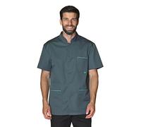 Tunique médicale Homme et Femme, Manches Courtes, Col Officier, Polyester Coton recyclé (FR/ES, Alpha/Lettres, L, Taille Normale, Taille Normale, Gris)