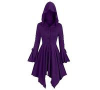 Tunique médiévale à manches longues du marchand nordique à manches longues médiévale vintage gothique patchwork cape veste à capuche ourlet irrégulier avec robe de soubrette Lolita Cosplay Costume