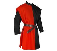 Tunique médiévale Viking pour homme, couleur contrastée, haut de costume de guerrier, rouge et noir, taille M