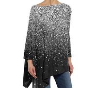 Tunique Noël Femme Hauts à Sequins Disco Blouse Paillettes Chemisier Casual à Manches Longues T-Shirts Brillante Tunique Blouse Party Blouses décontracté Retro Pullover